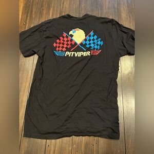 Pit Viper Sunglasses Racing Eagle Checkered Flags Men's Black T-Shirt Size Med